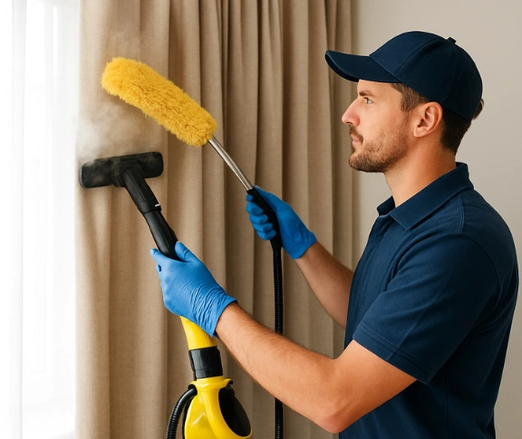 Trusted curtain steam cleaning technician Matty Curtain Cleaning diddillibah QLD